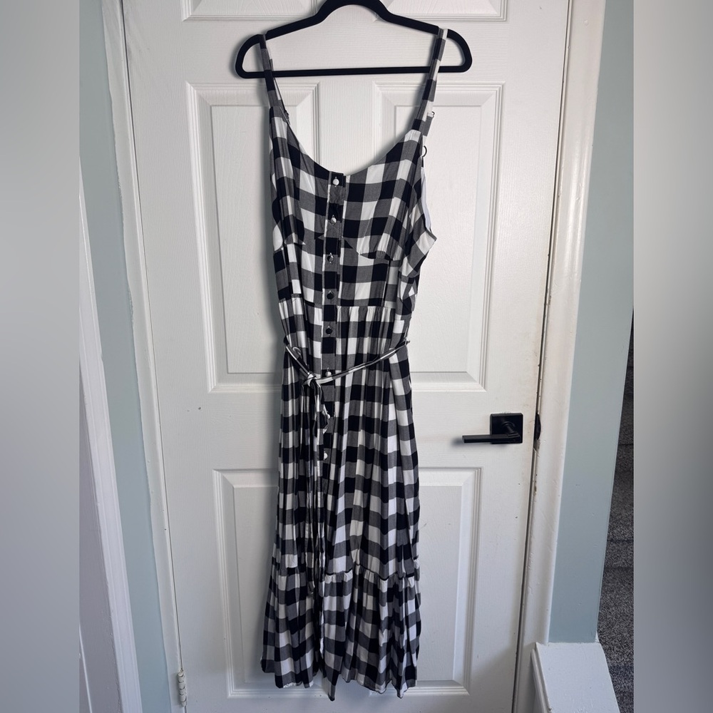 Lane Bryant Black and White Plaid Midi Dress